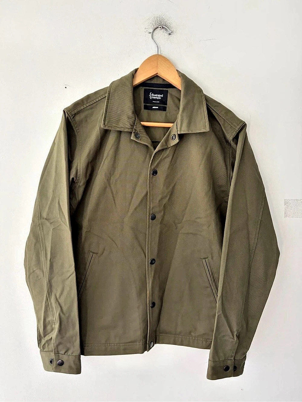 Illustrated Example Canada Green Olive Snap Utility Jacket Size M